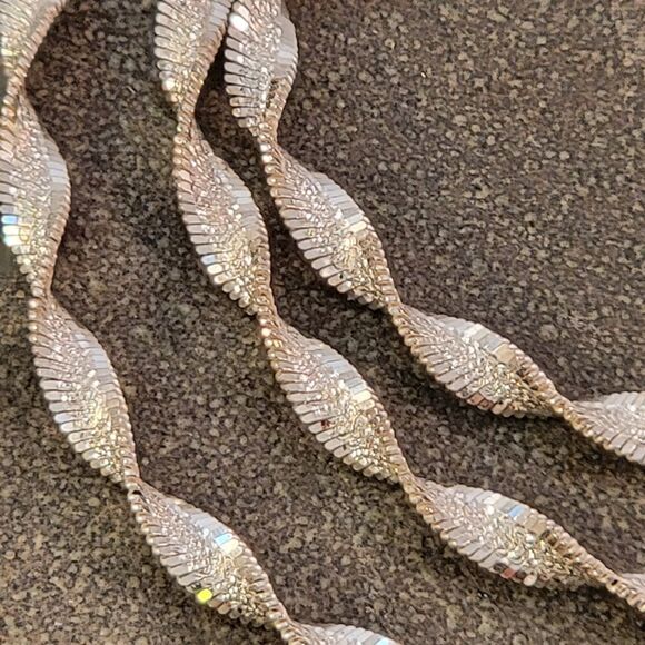 Sterling Stardust Twisted Herringbone Chain Necklace - Picture 7 of 9